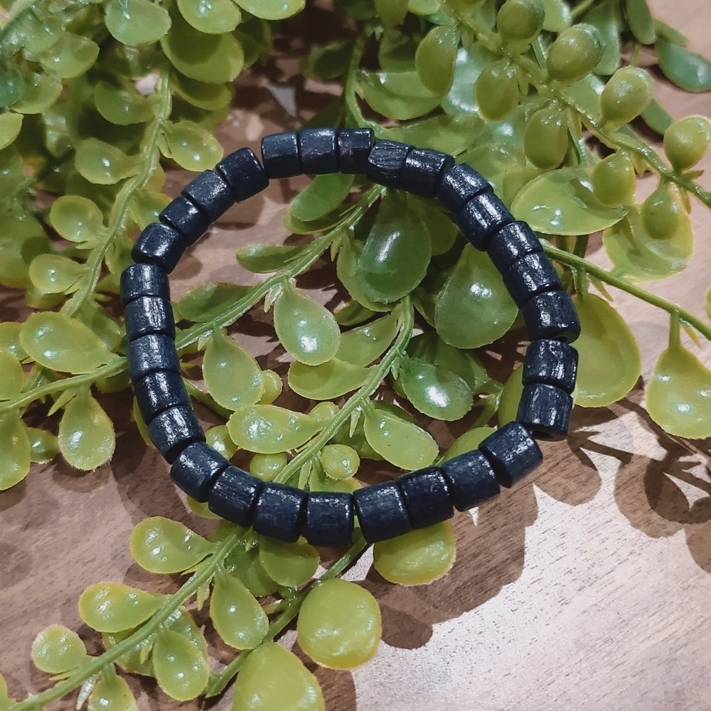 2/$20-Deep Indigo Black Cylinder Beaded Bracelet